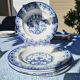 Set of 4 old hollow plates vieillard bordeaux model moustiers