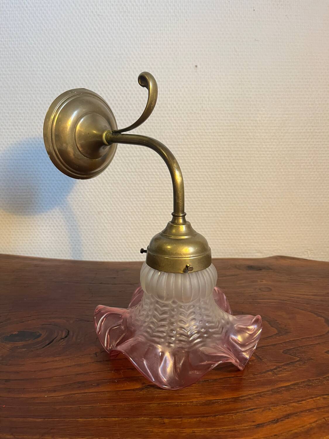 Brass and glass flower wall light