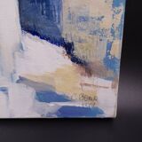 The Greek village - Pastel blue and ochre tones - Signed dated