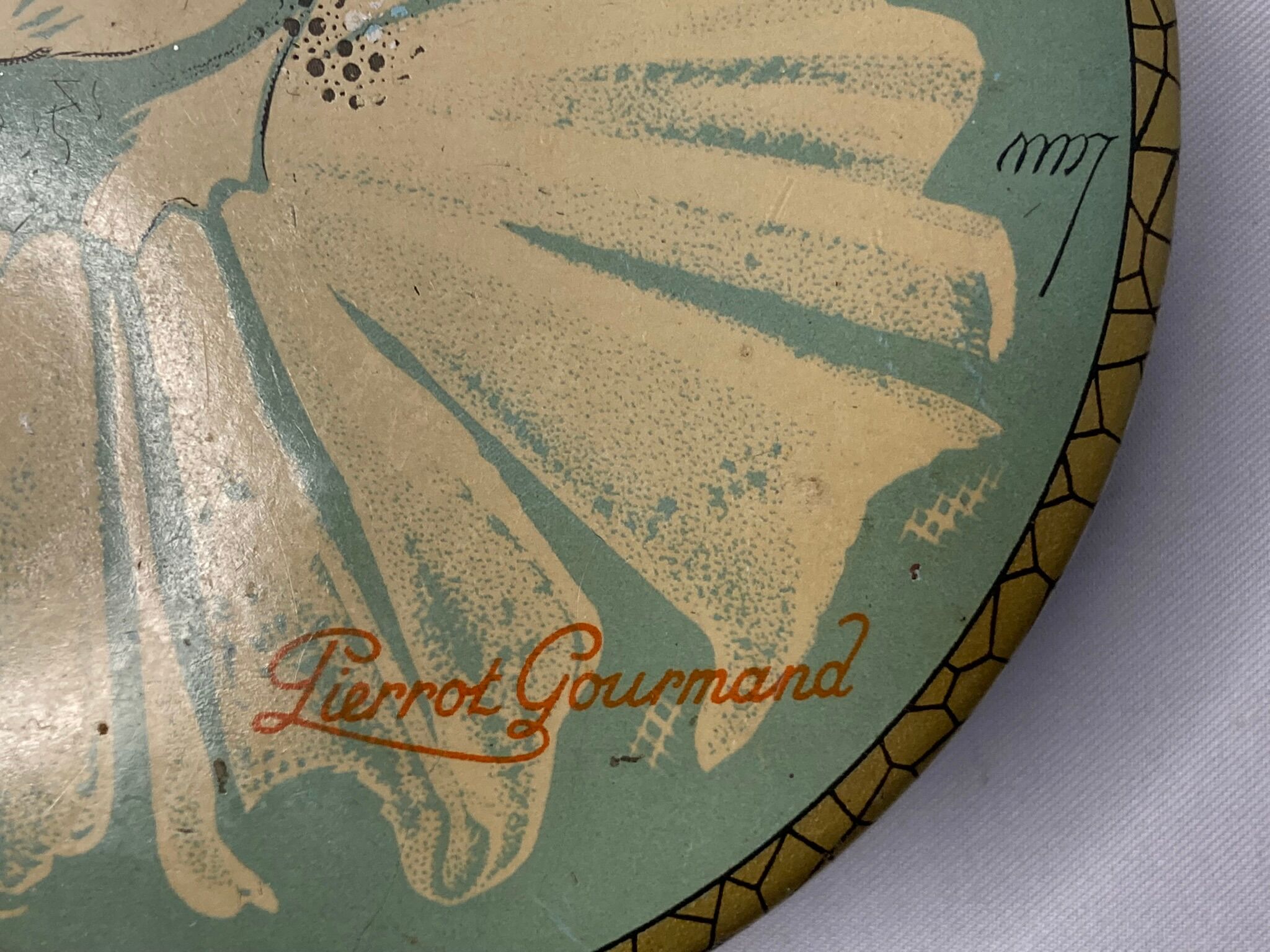 Metal box Pierrot Gourmand signed around 1930