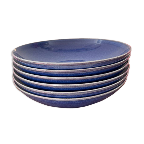 Lot de 6 assiettes creuses bleues