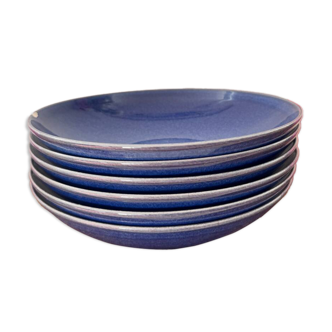 Lot de 6 assiettes creuses bleues