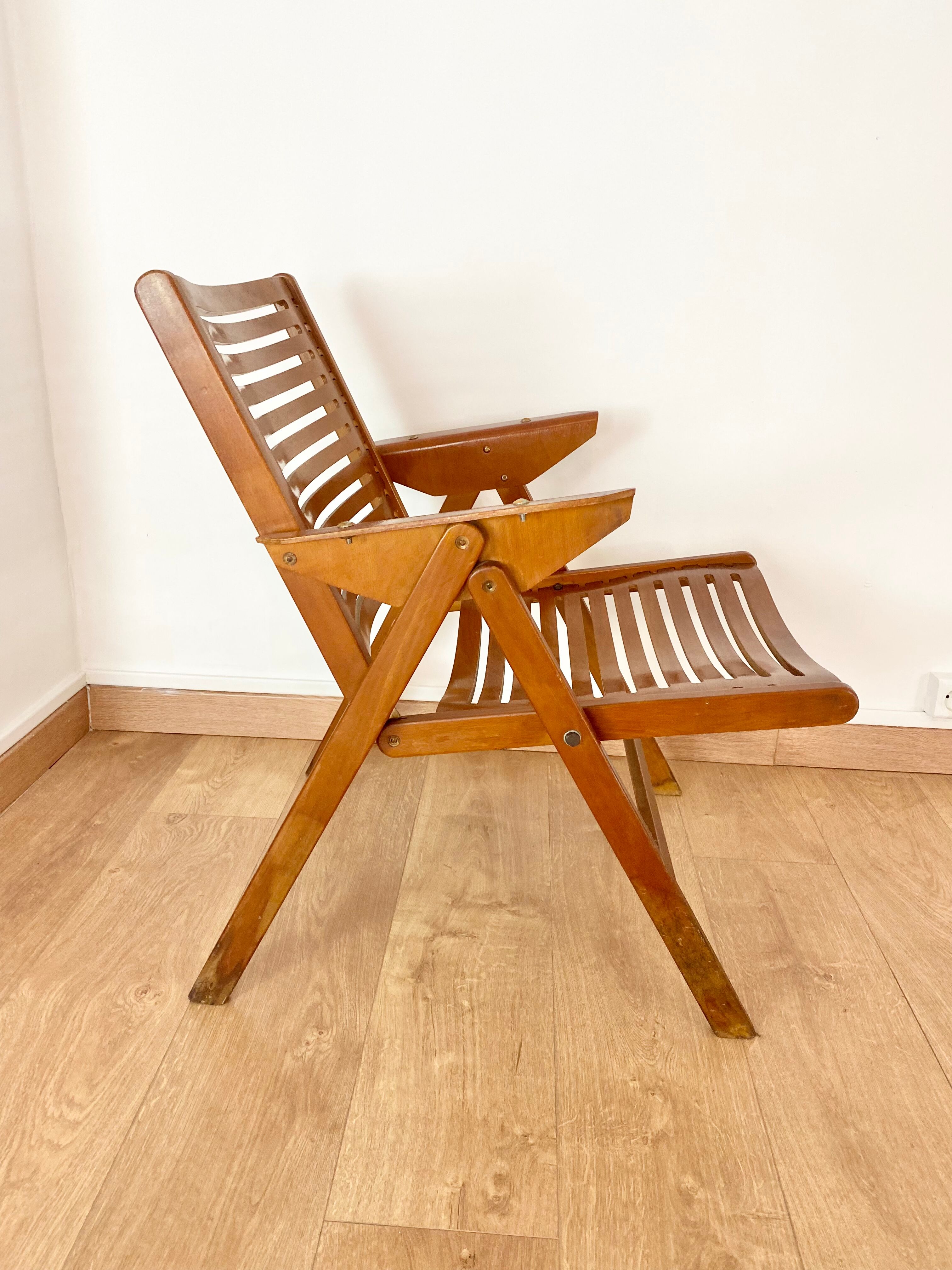 Fauteuil vintage pliant Rex Niko Kralj style scandinave