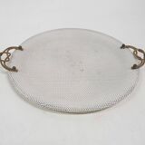 White metal perforated serving plate, attrb. to Matthieu Mategot, 1960's