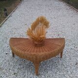 Rattan half-moon coffee table