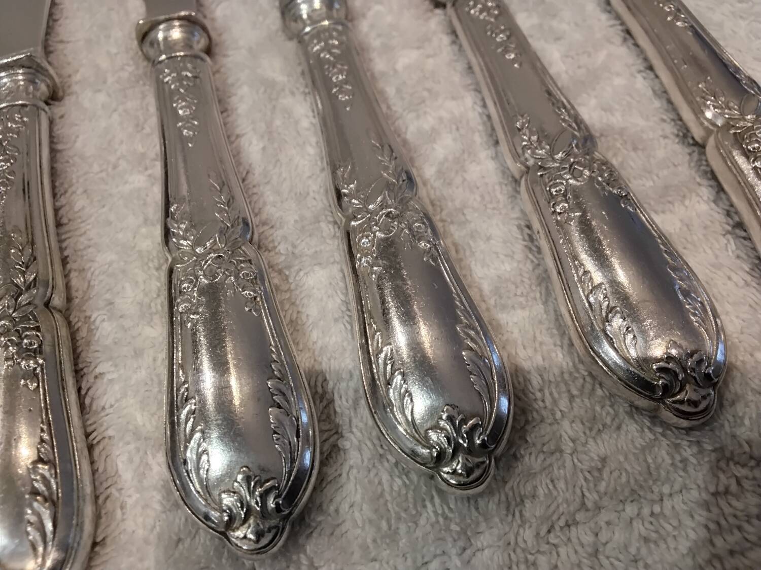 Rare set of 6 silver-plated metal forks, silversmith SFAM, musical attributes LXVI