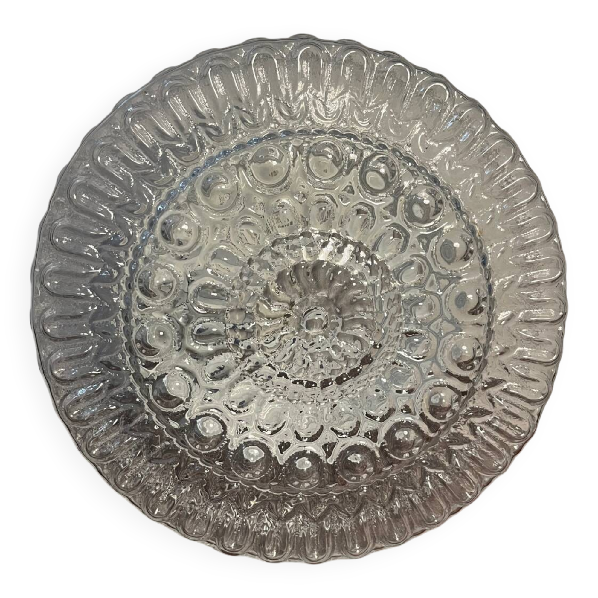 Ceiling light in bubbled chiseled glass with porcelain socket