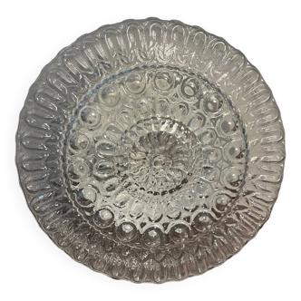 Applique plafonnier en verre ciselé bullé douille porcelaine