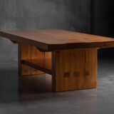 Alpine elmwood dining table in the style of Pierre Chapo, France, 1960s