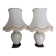 Pair of relief enameled porcelain lamps, Asian motif