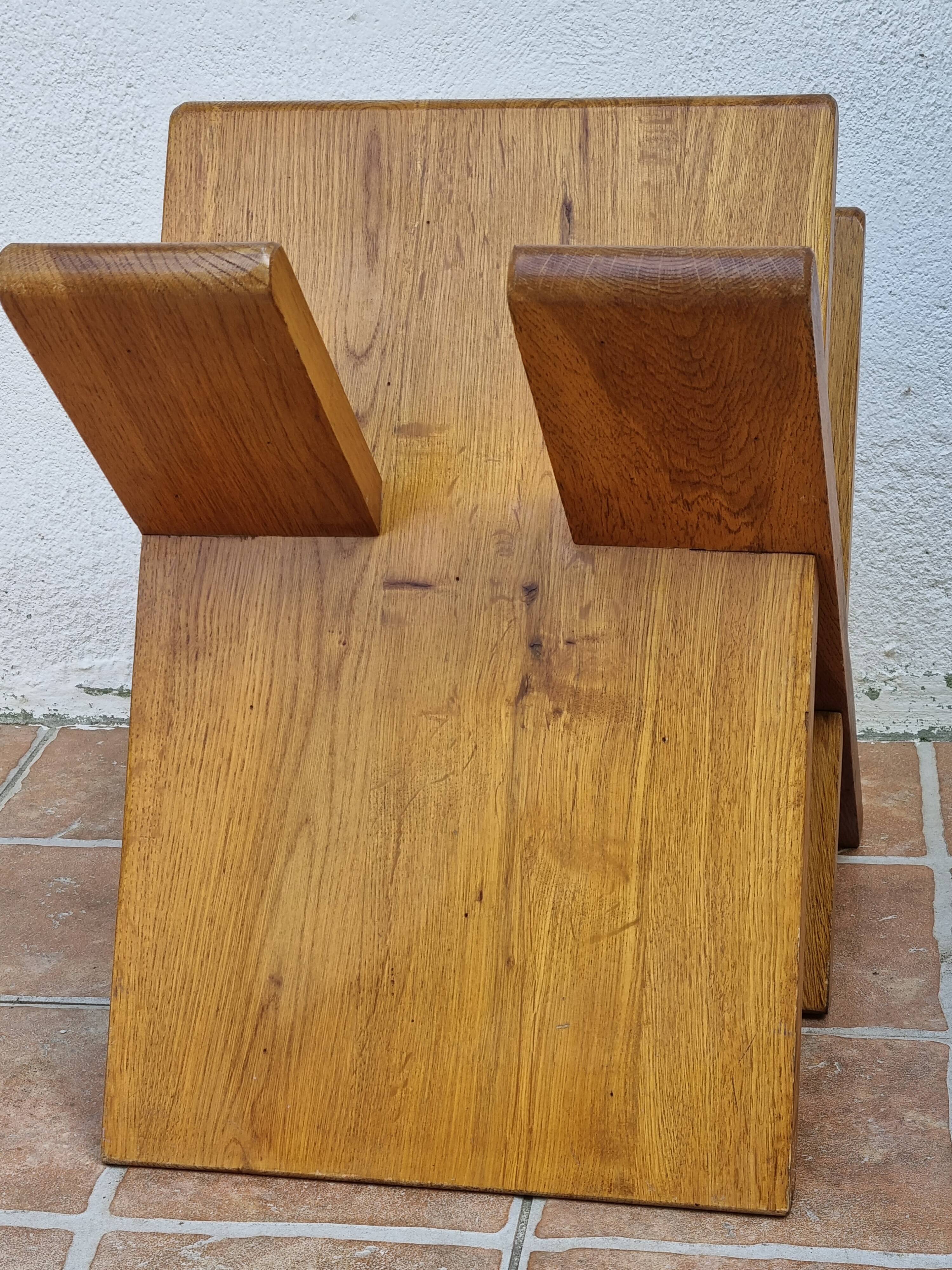 Porte-revues “Palabres” vintage en bois massif démontable, années 70, 40 cm