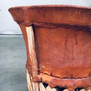 Mexican Art Populaire Artisan Made Leather Table & Chairs by Wim Rietveld, 1970s, Set of 5