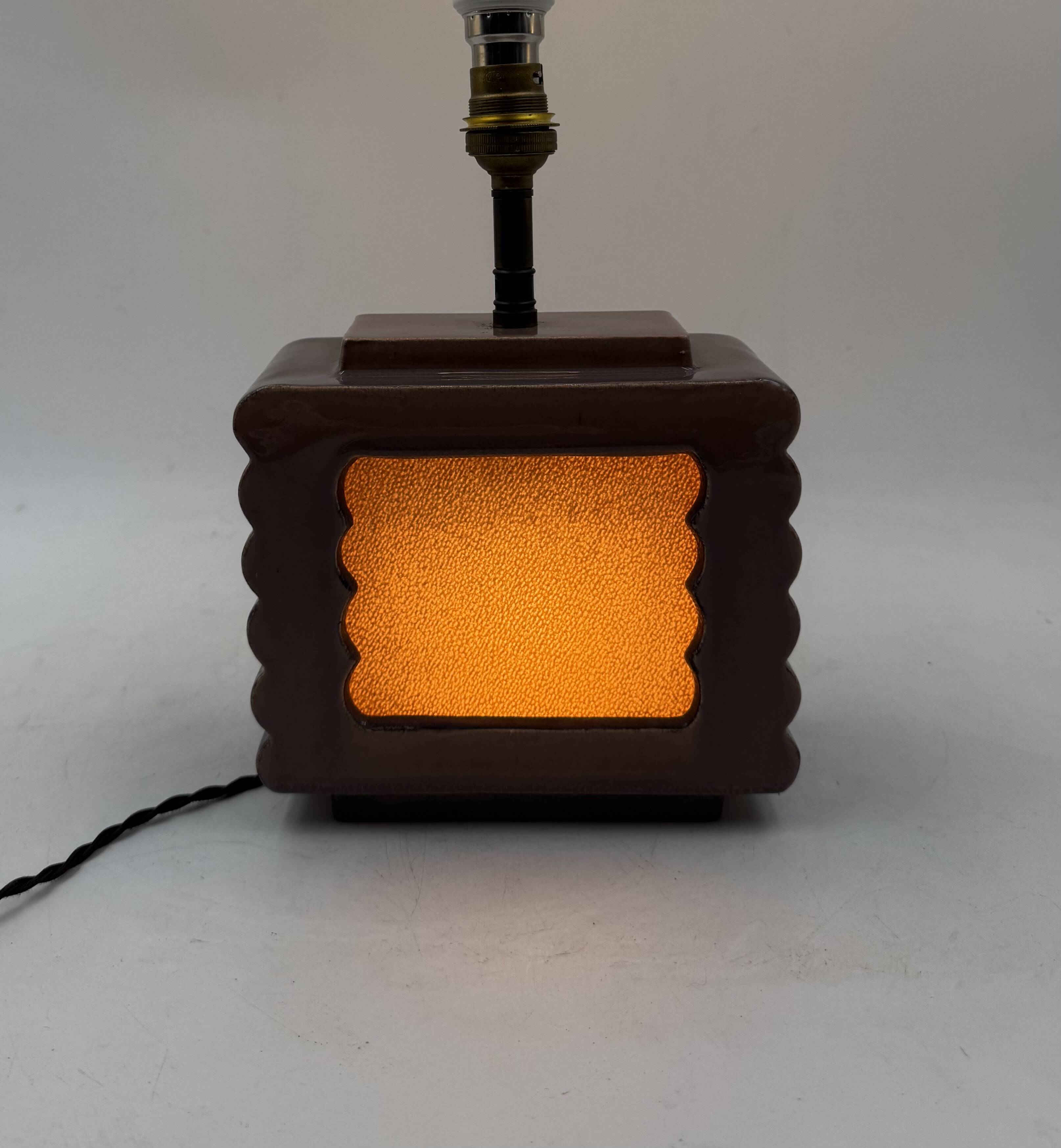 Art deco ceramic table lamp, Andre Fau Boulogne France circa 1940s