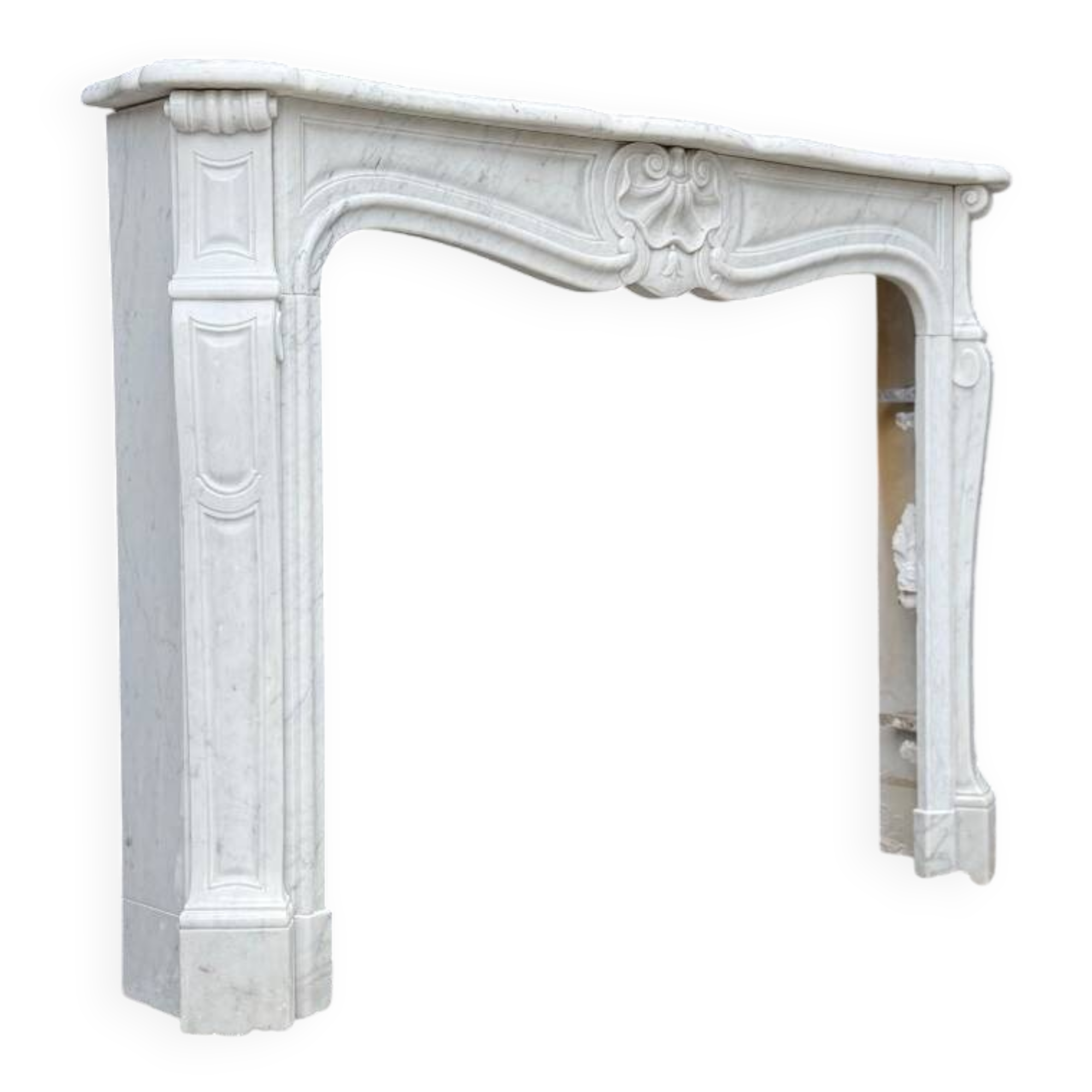 Louis XV style fireplace in Carrara marble circa 1980