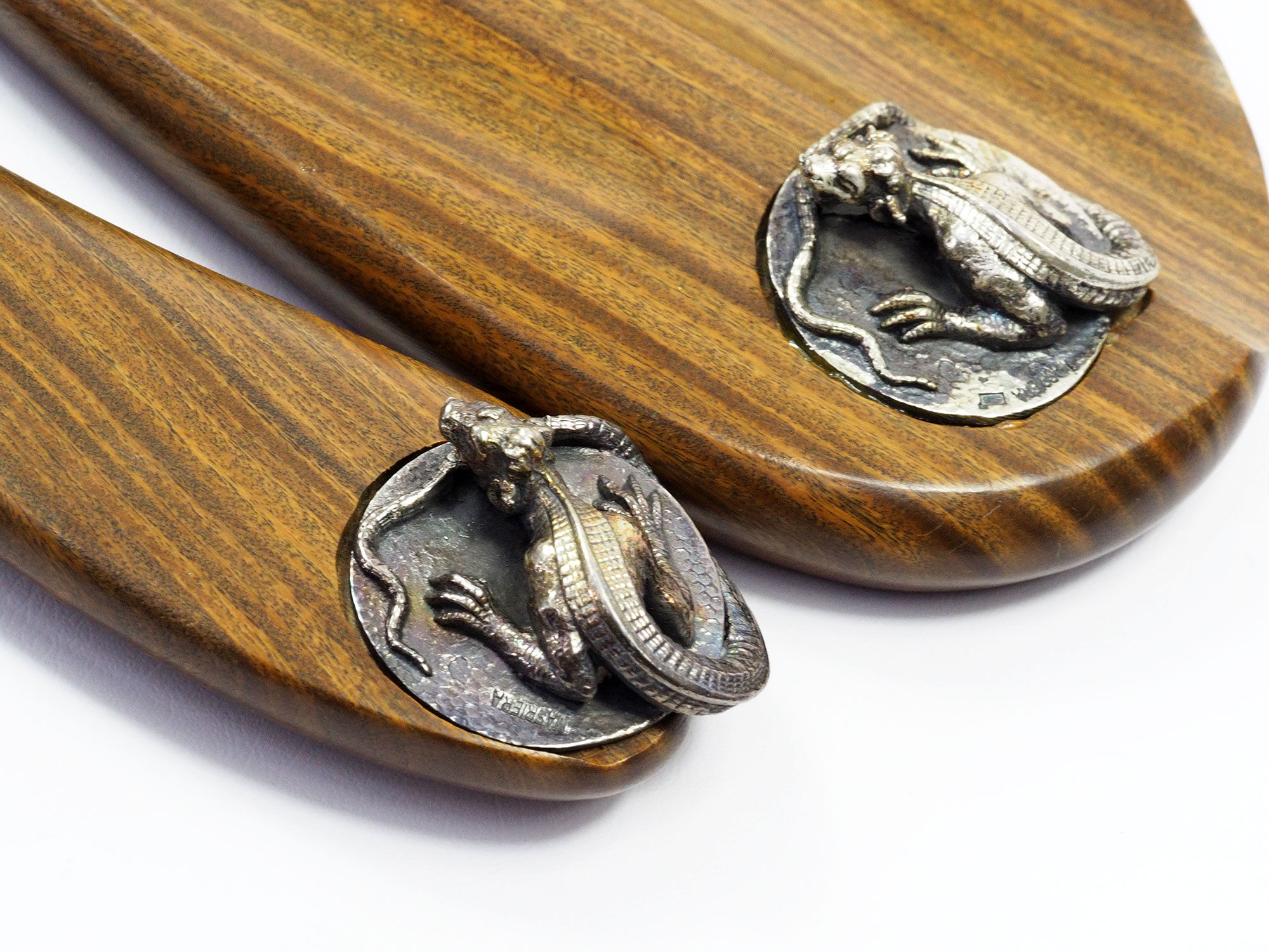 Set for office "Masriera" in silver and exotic wood, mid-century