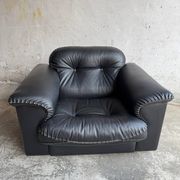 De Sede DS-101 Black Leather Lounge Chair — Swiss Handmade Mid-Century Armchair