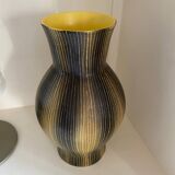 Saint Clément ceramic vase from the 50s, black and yellow