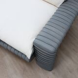 Vintage 3-seater sofa by Marzio Cecchi in ribbed leather 1970s