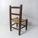 old wooden straw chair for children