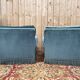 Pair of club armchairs – Napoleon III style – Blue-grey velvet – 19th century.