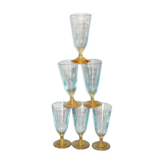 Set of 5 glasses with liqueur george Sand bistro ancient antique France