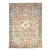 Tapis d'aire vintage persan fait main en laine et coton marron des années 1960 288x385
