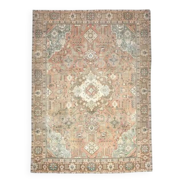1960s Vintage Persian Handmade Wool Cotton Brown Area Rug 288x385