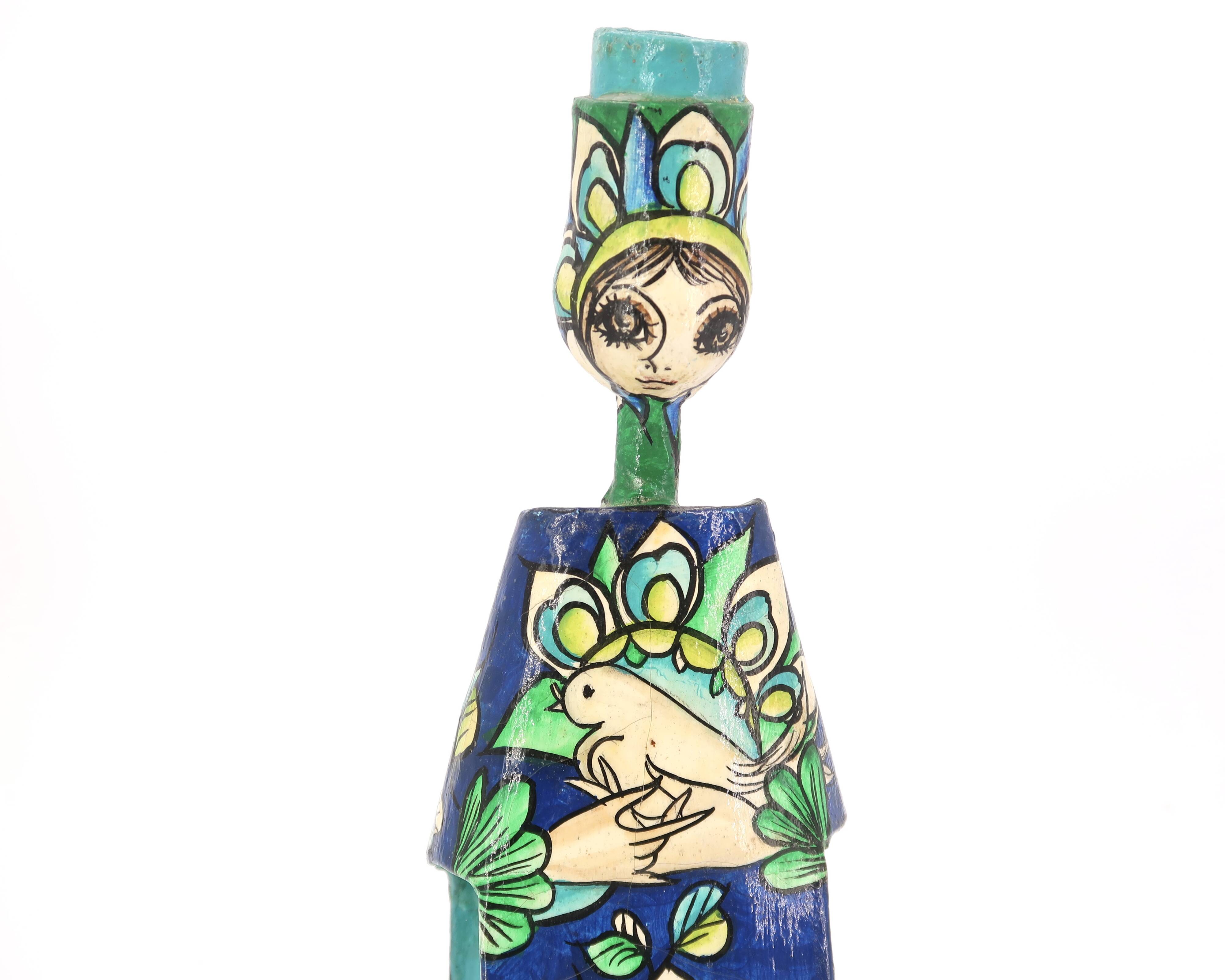 Mexican papier-mâché candle holder by Abelardo Ruiz, 1970s