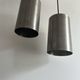 Pair of vintage brushed metal pendant lamps, France 1960