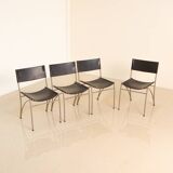 4 Italian black leather chairs from the 80s