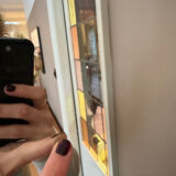 Miroir ovale en bois de pin