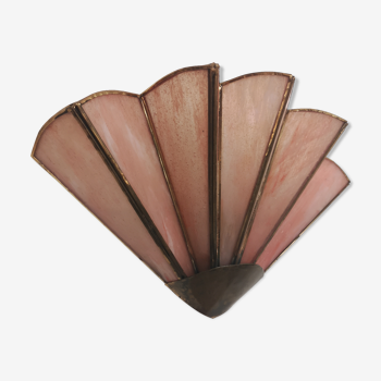 Pink opaline fan wall light