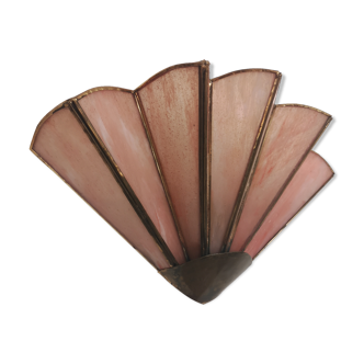 Pink opaline fan wall light