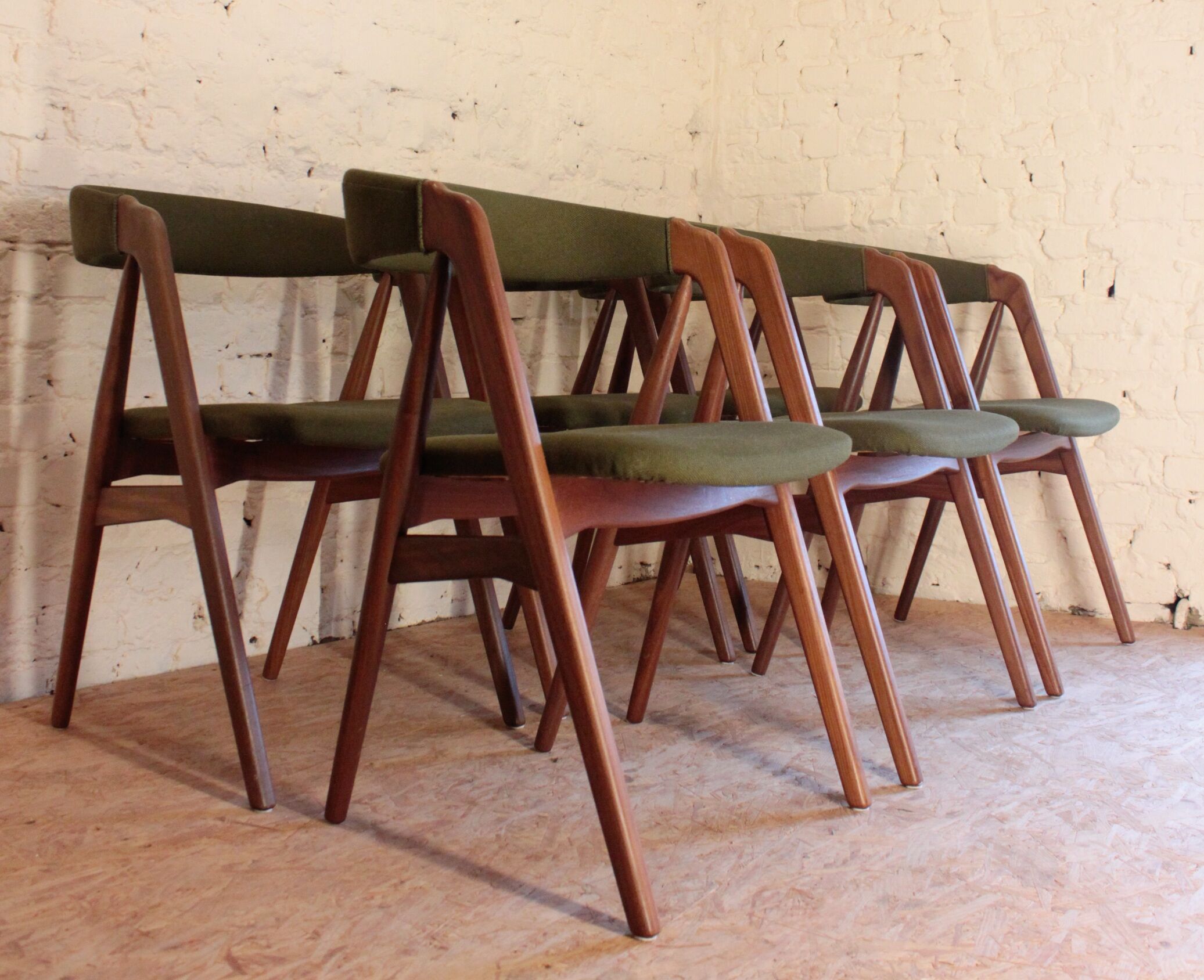6 vintage Scandinavian chairs by Th. Harlev for Farstrup Mobler, Denmark 1950
