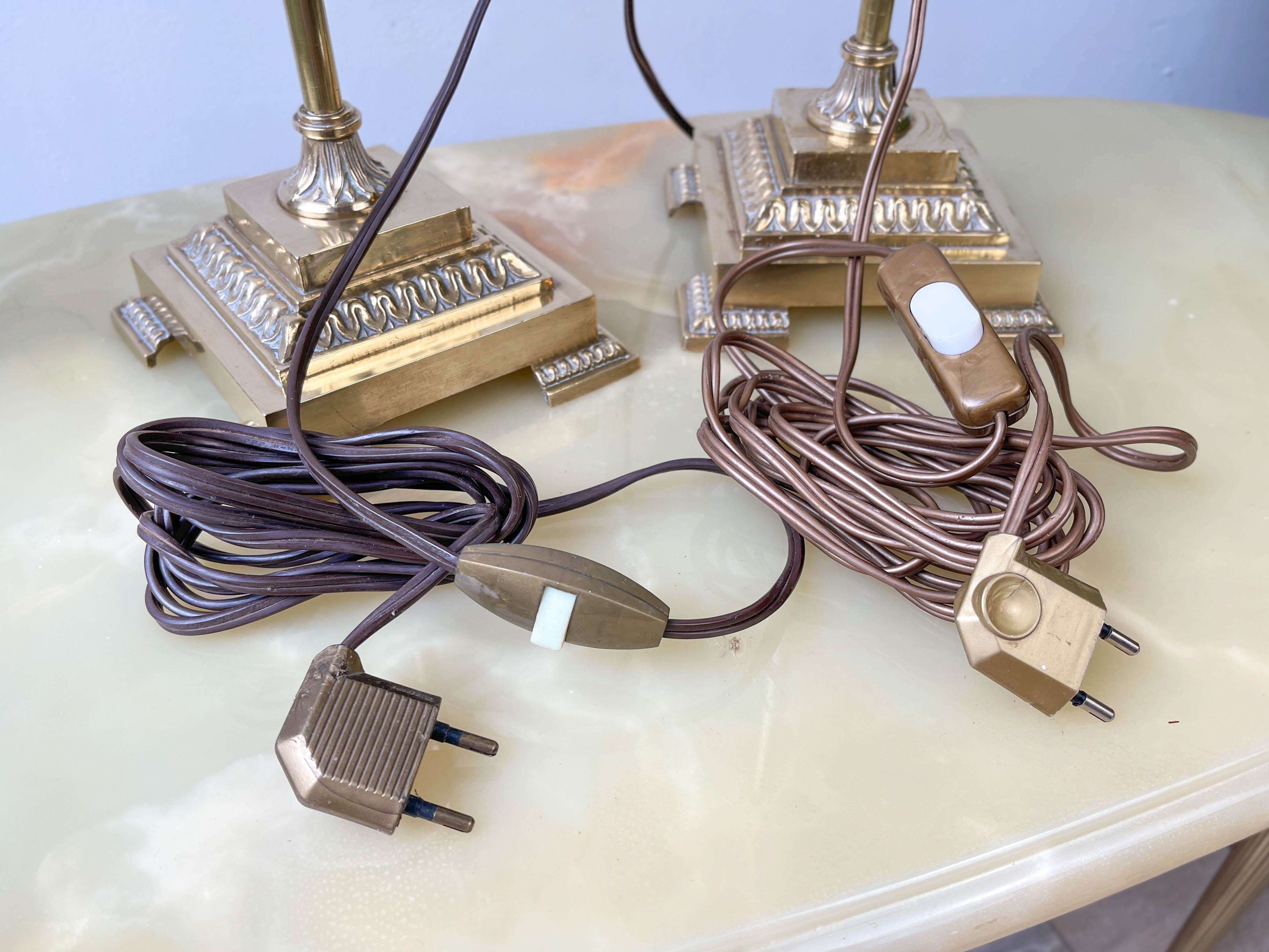 Pair of art deco style "up and down" swan neck desk lamps