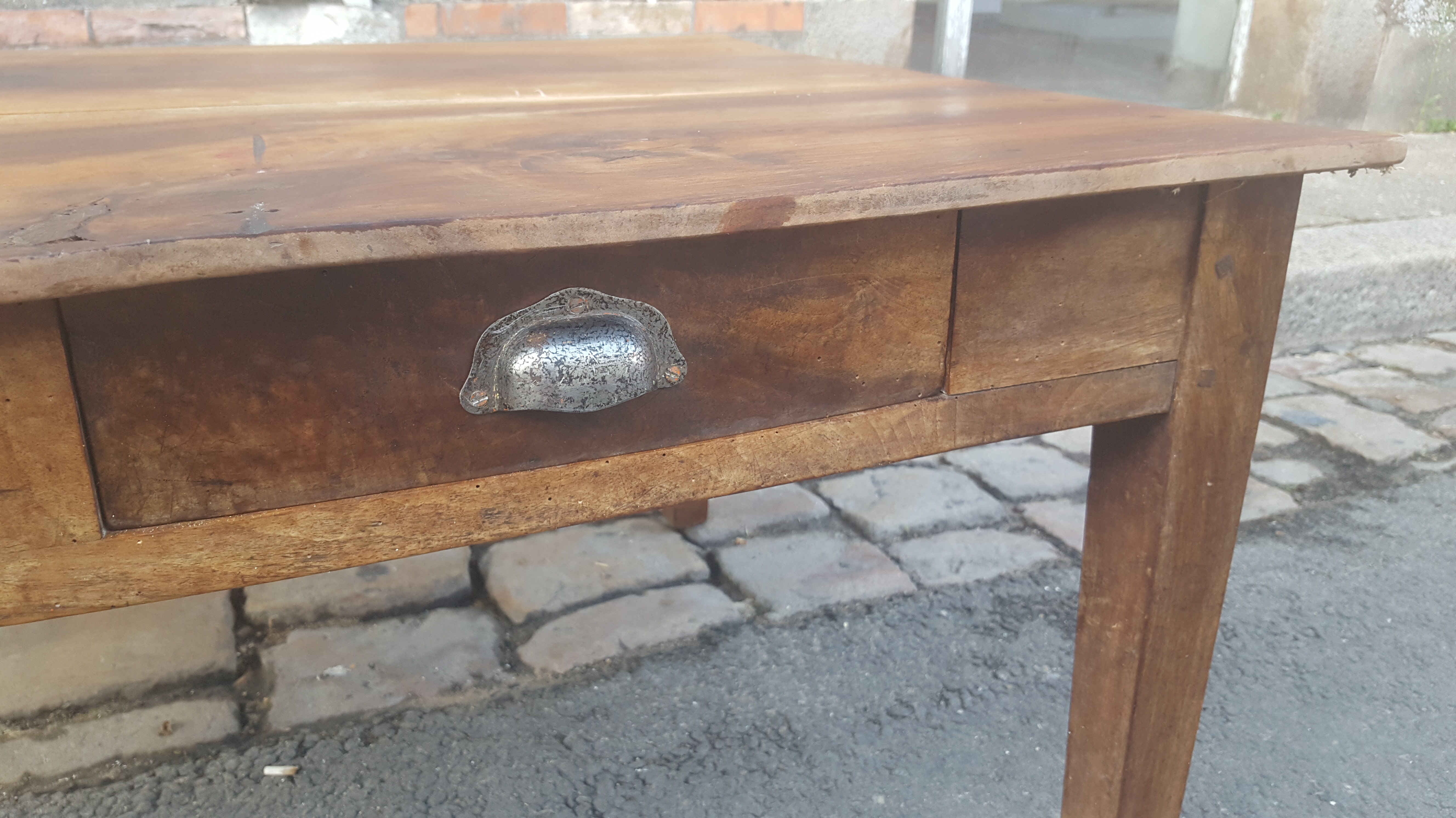 Farm table coffee table with drawers