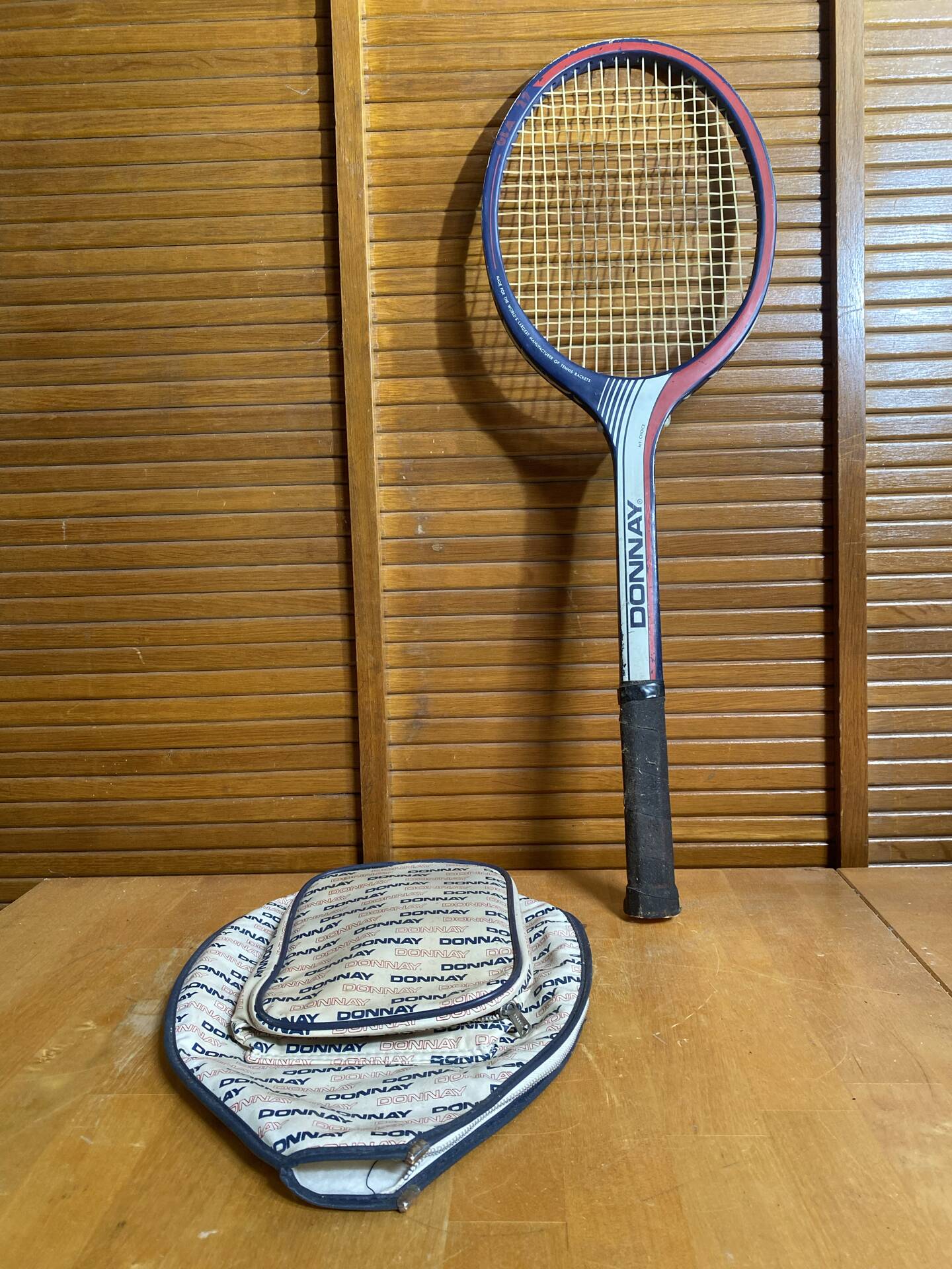 Vintage DONNAY GLM 27 Wooden Tennis Racket + Sports Cover #E2