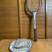 Vintage DONNAY GLM 27 Wooden Tennis Racket + Sports Cover #E2