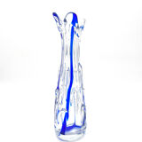 Monumental Murano Vase - Cobalt Blue & Crystal - Organic Design 70s