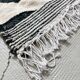 Kilim Berber Moroccan ecru with black graphic patterns 253x158cm