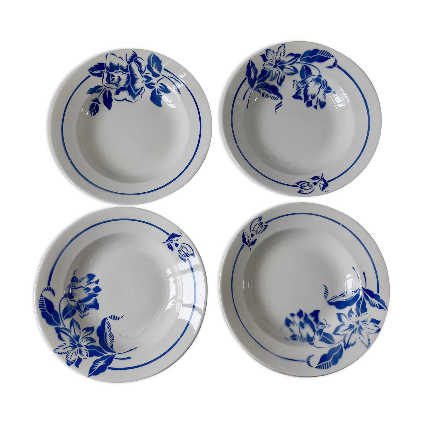 Lot de 4 assiettes creuses Digoin Sarreguemines années 30