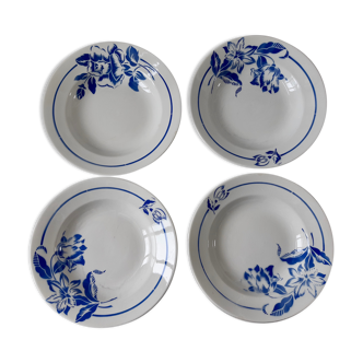 Lot de 4 assiettes creuses Digoin Sarreguemines années 30