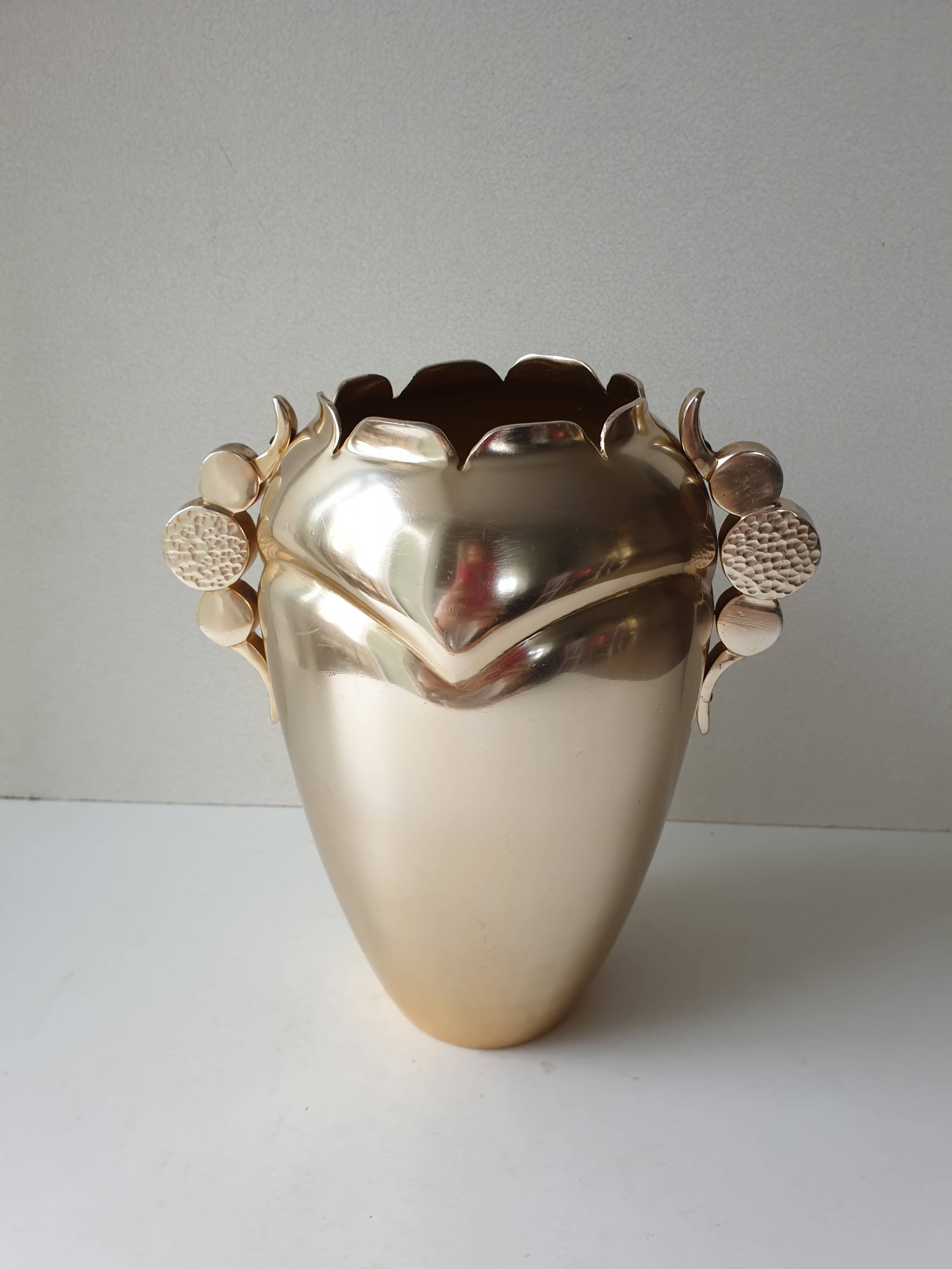 Art deco metal vase signed luxium france