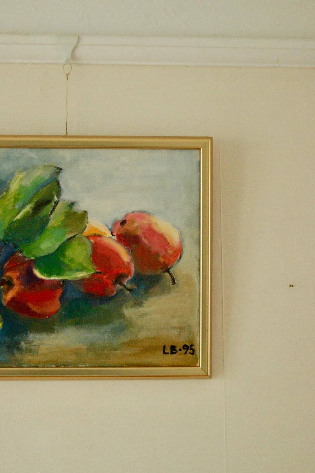 Mid-20th century original still life oil on canvas – apples