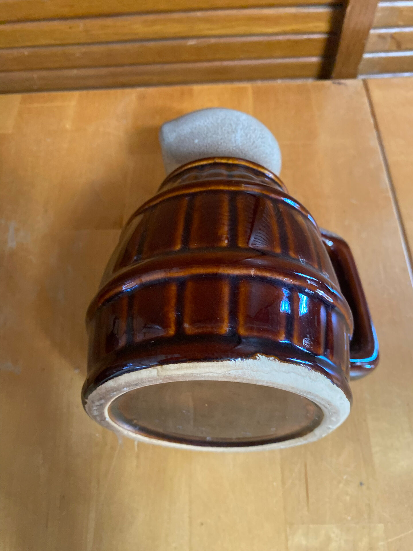 Vintage flamed ceramic barrel-shaped pichet in old style revol 1l #