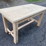 Renovated farmhouse table in solid oak wood and veneer 135cm