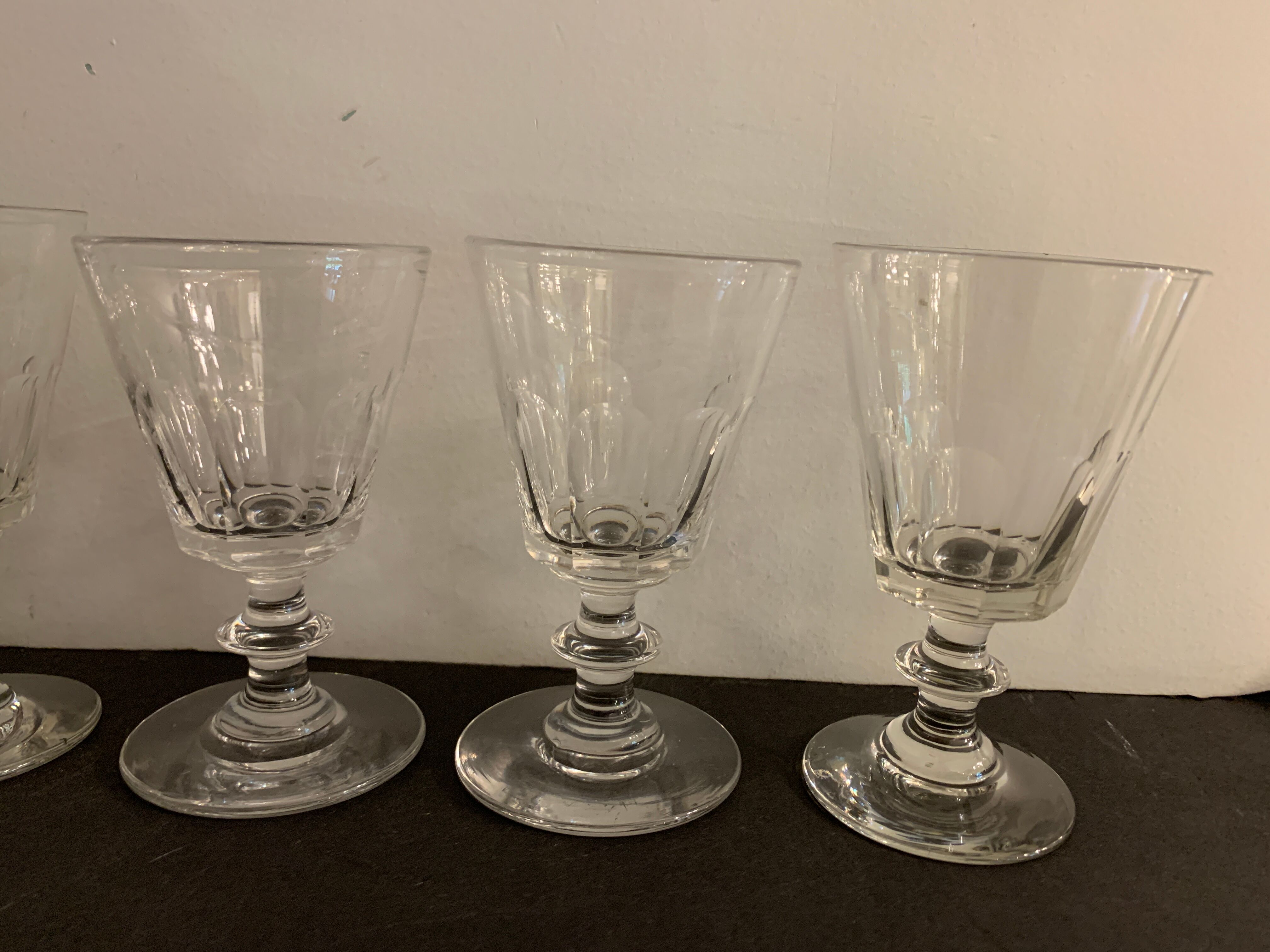 6 verres en cristal saint louis, modèle caton, xxème siècle