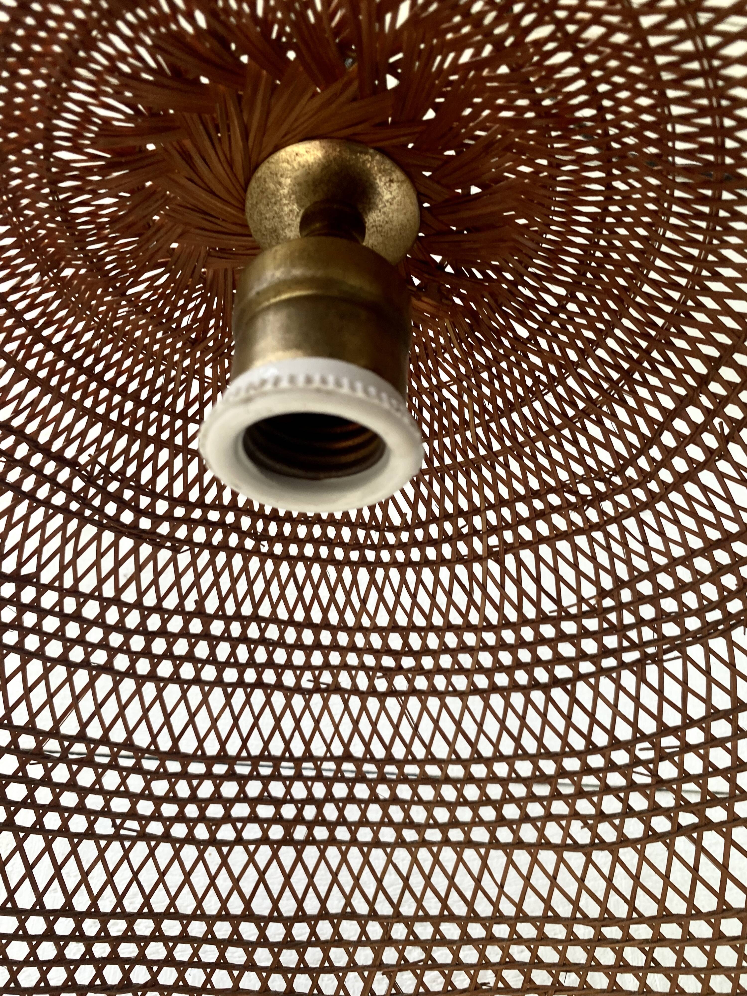 Straw pendant light, new 1m fabric cable, porcelain ceiling light