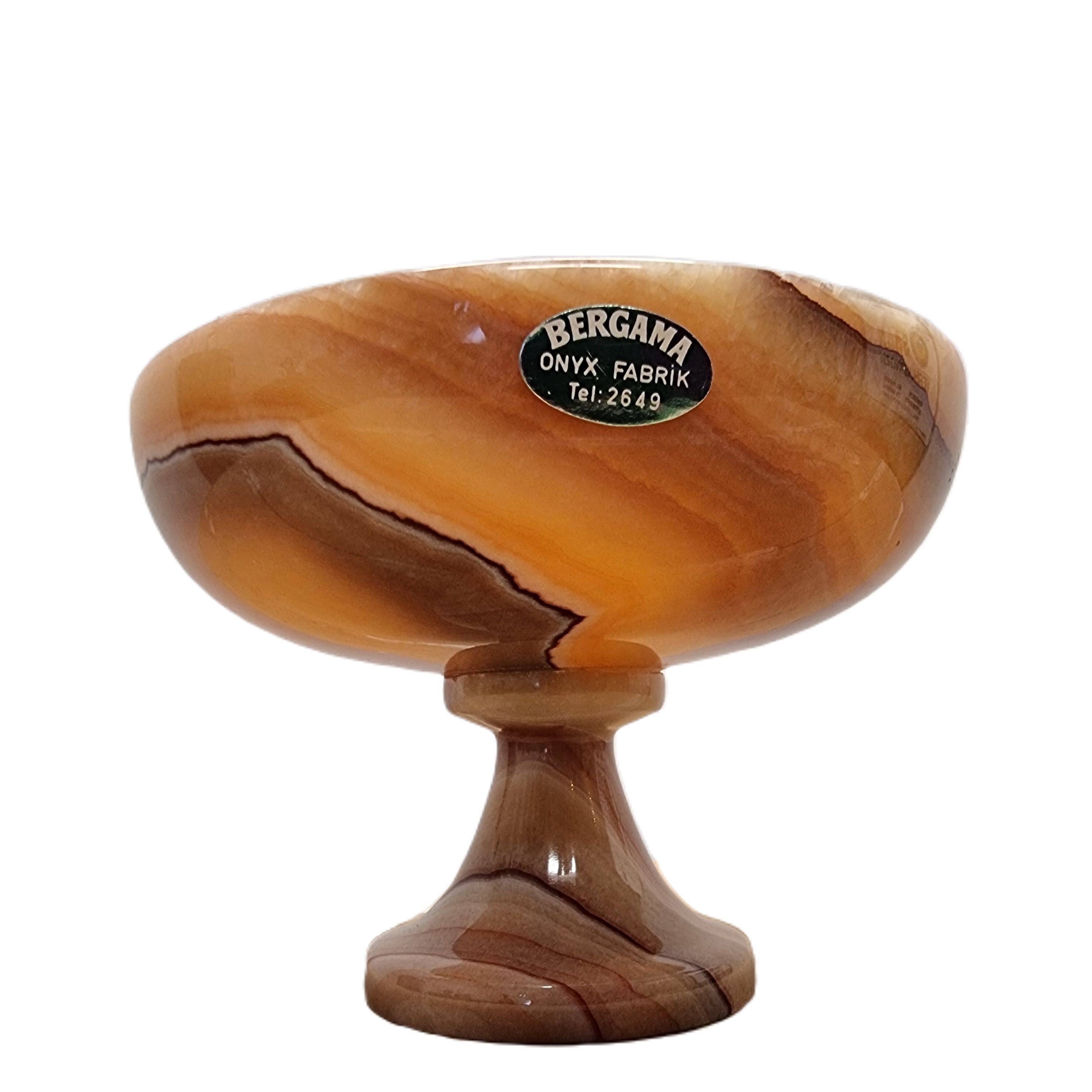 Vintage Onyx Marble Bowl On Foot 80s