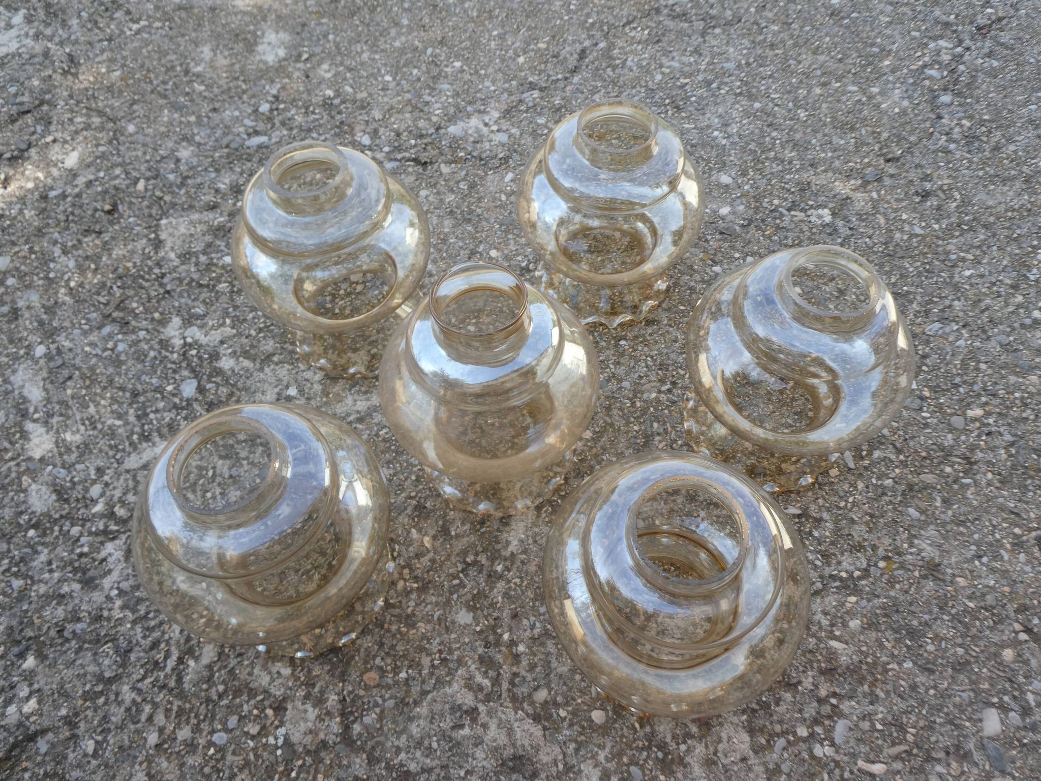 Lot de 6 globes en verre ambré